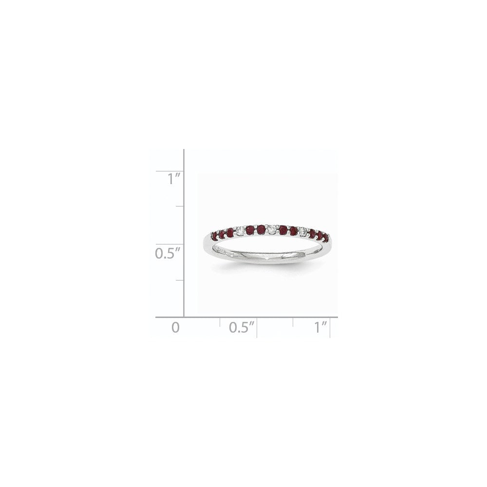 14K White Gold Real Diamond and Ruby Ring