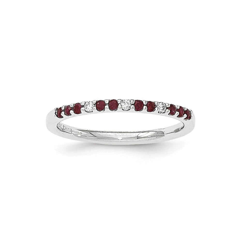 14K White Gold Real Diamond and Ruby Ring