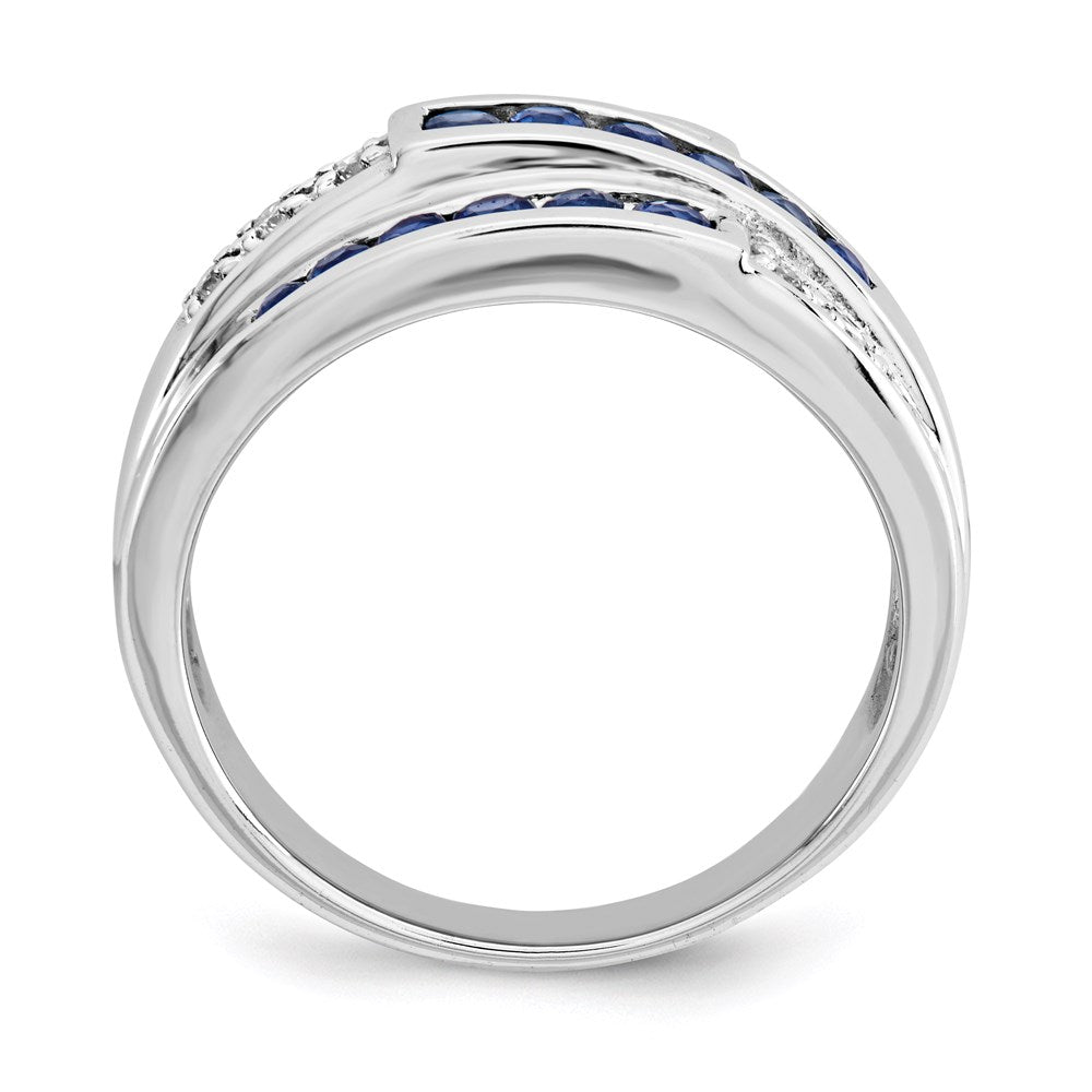 14k White Gold Sapphire Real Diamond Ring