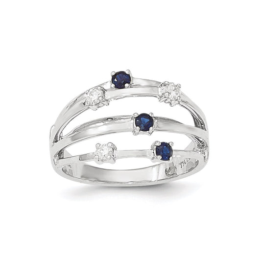 14k White Gold Sapphire Real Diamond Ring