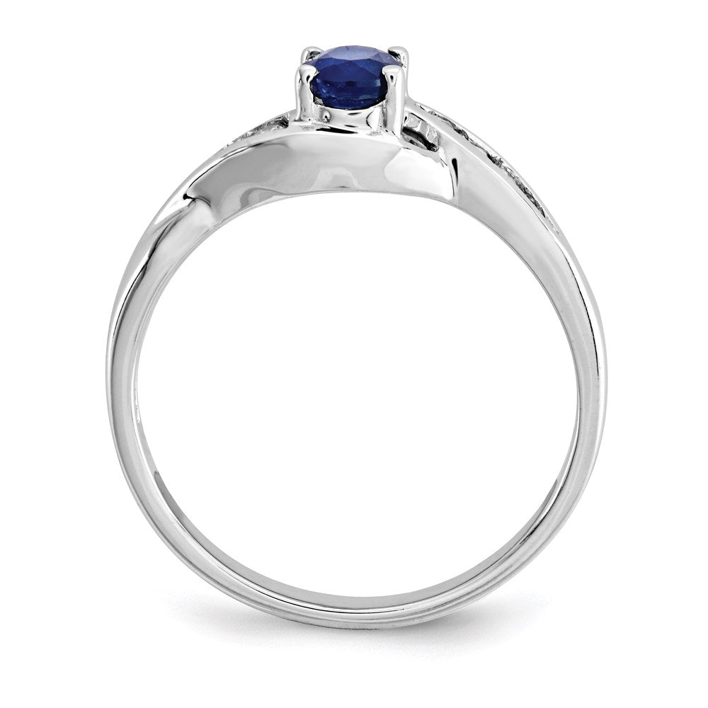 14k White Gold Sapphire Real Diamond Ring