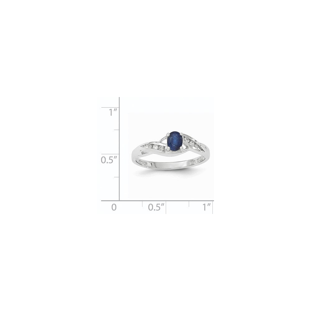 14k White Gold Sapphire Real Diamond Ring