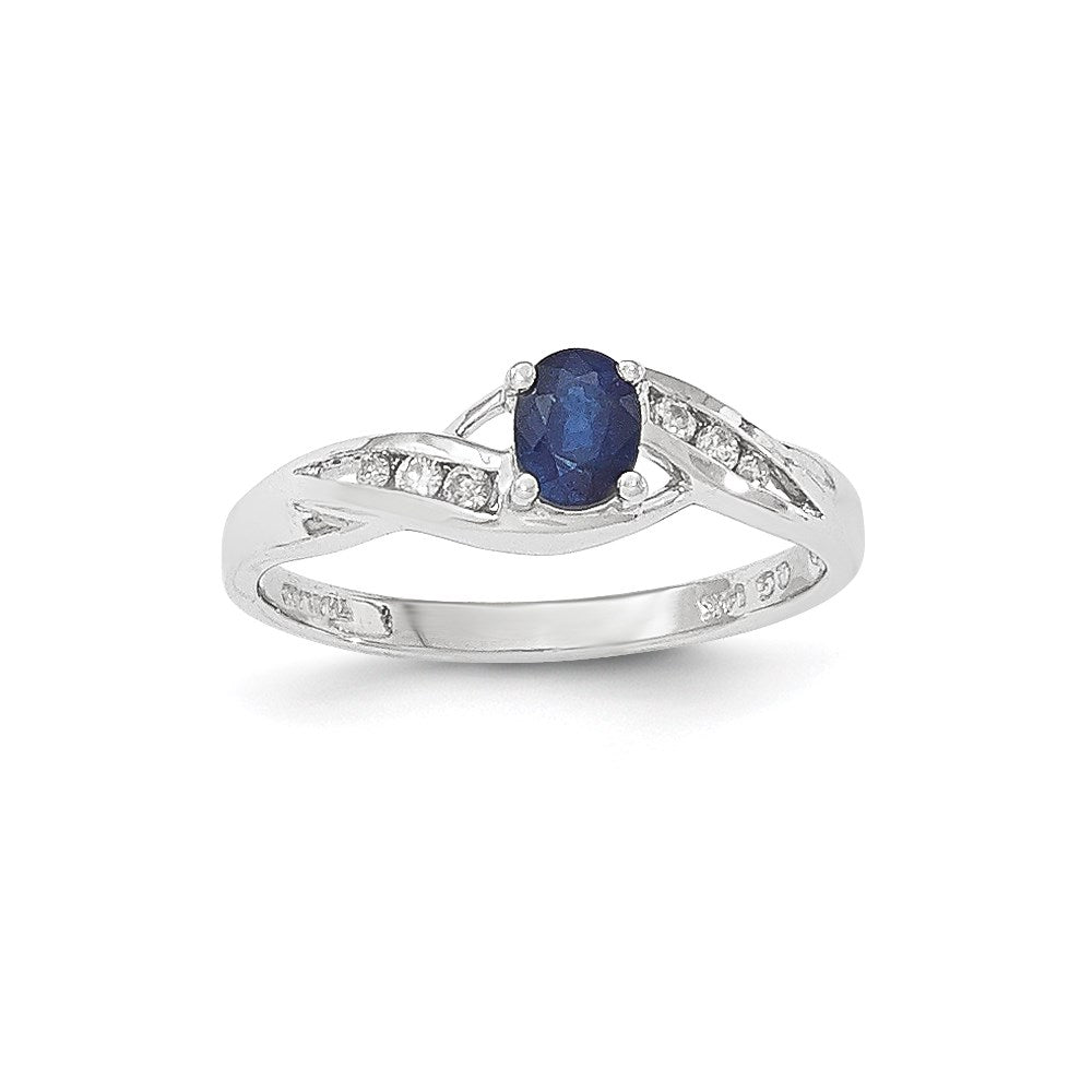 14k White Gold Sapphire Real Diamond Ring