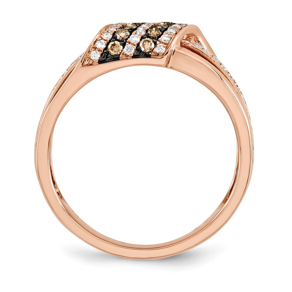 14k Rose Gold White & Brown Real Diamond Ring