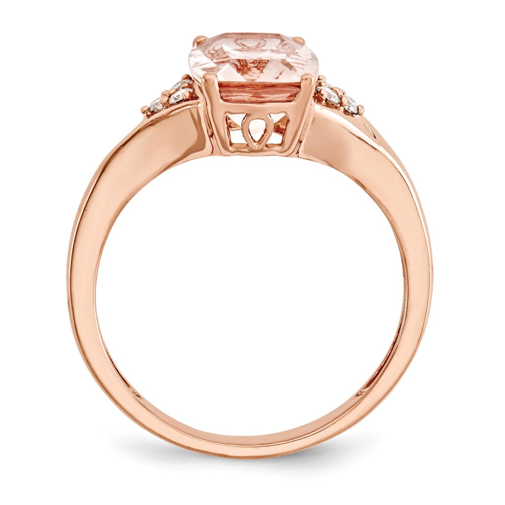 14k Rose Gold Morganite & Real Diamond Ring