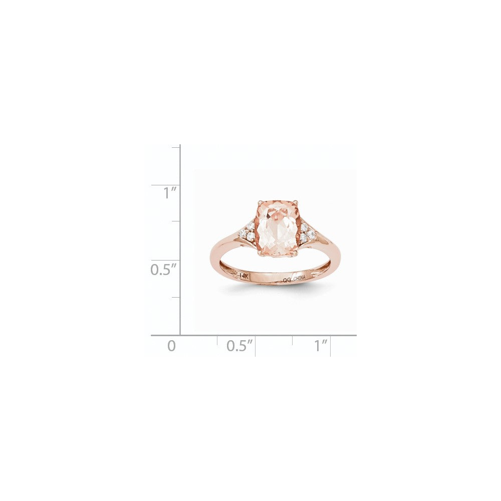 14k Rose Gold Morganite & Real Diamond Ring