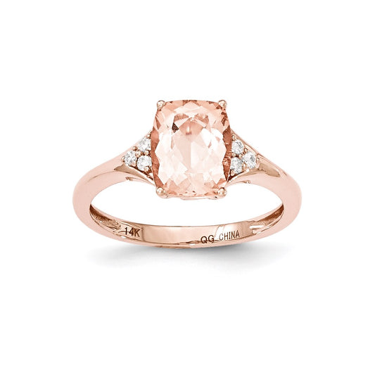 14k Rose Gold Morganite & Real Diamond Ring