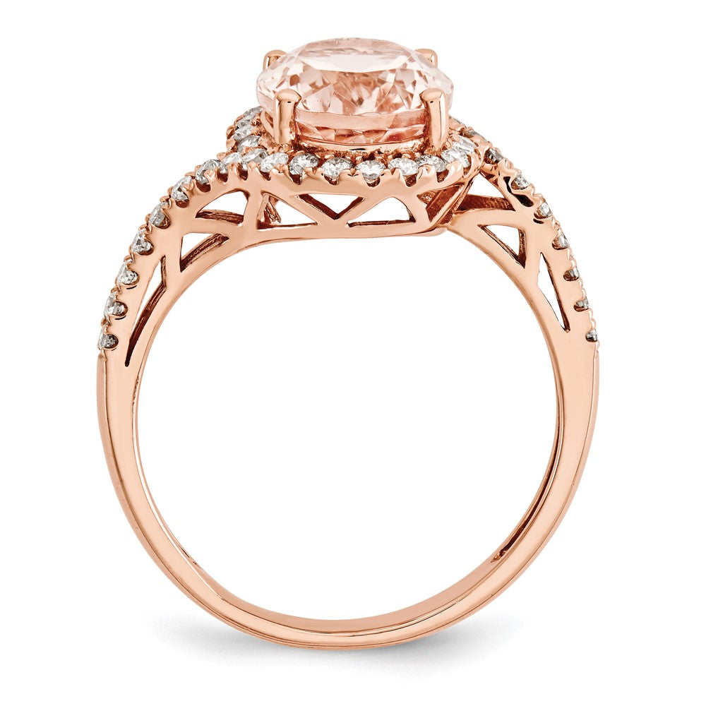 14k Rose Gold Morganite & Real Diamond Ring