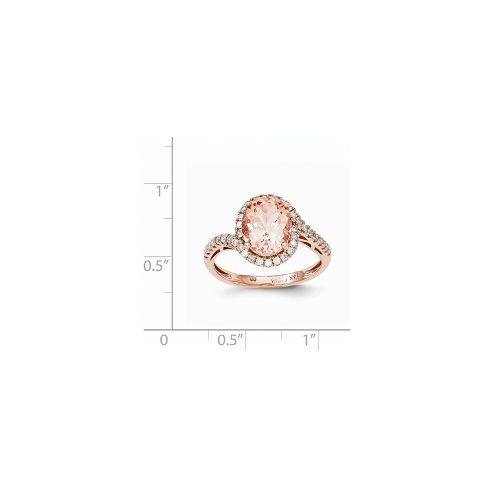 14k Rose Gold Morganite & Real Diamond Ring