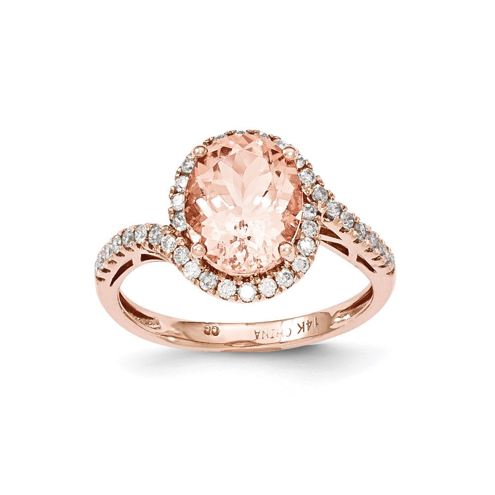 14k Rose Gold Morganite & Real Diamond Ring