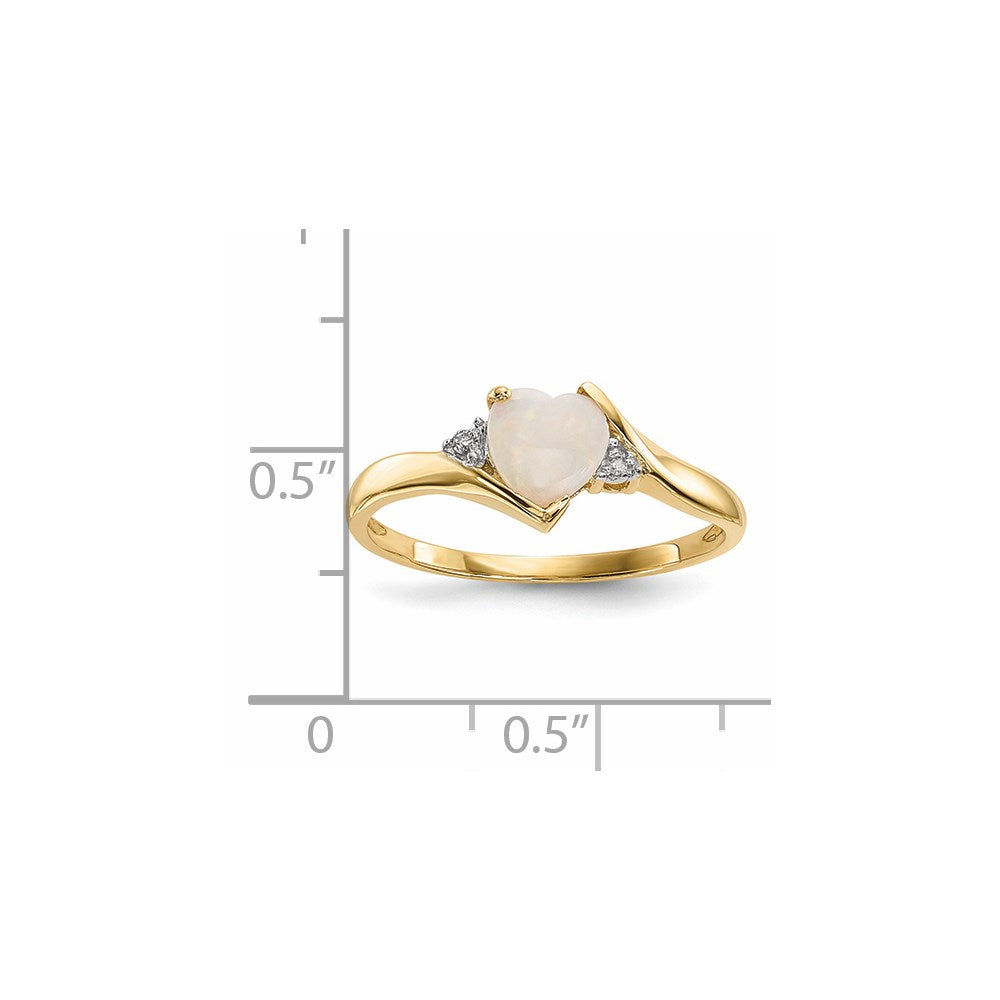 14k Yellow Gold Opal and Real Diamond Ring