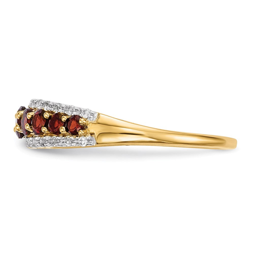 14K Gold w/ Mozambique Garnet & White Topaz Polished Ring