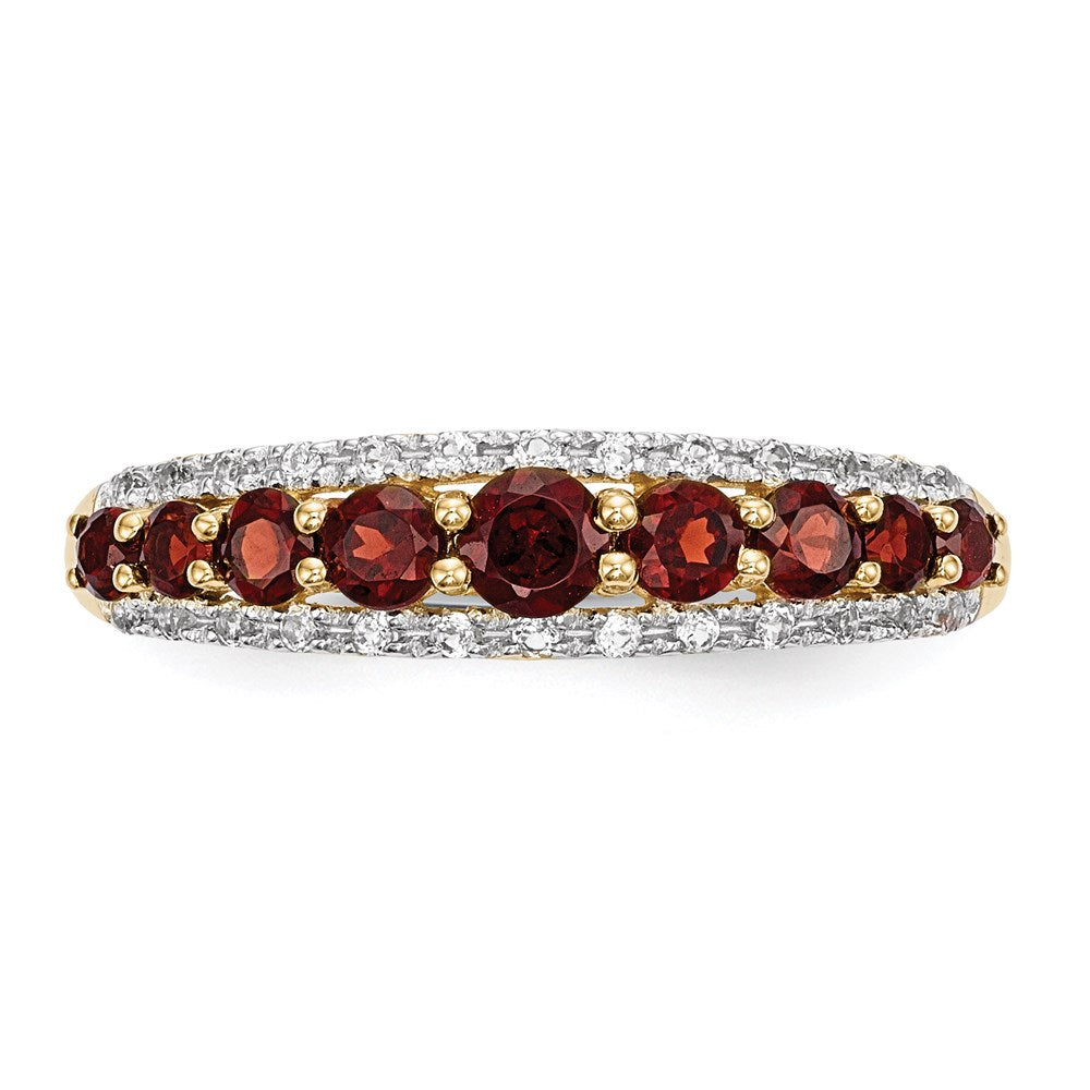 14K Gold w/ Mozambique Garnet & White Topaz Polished Ring