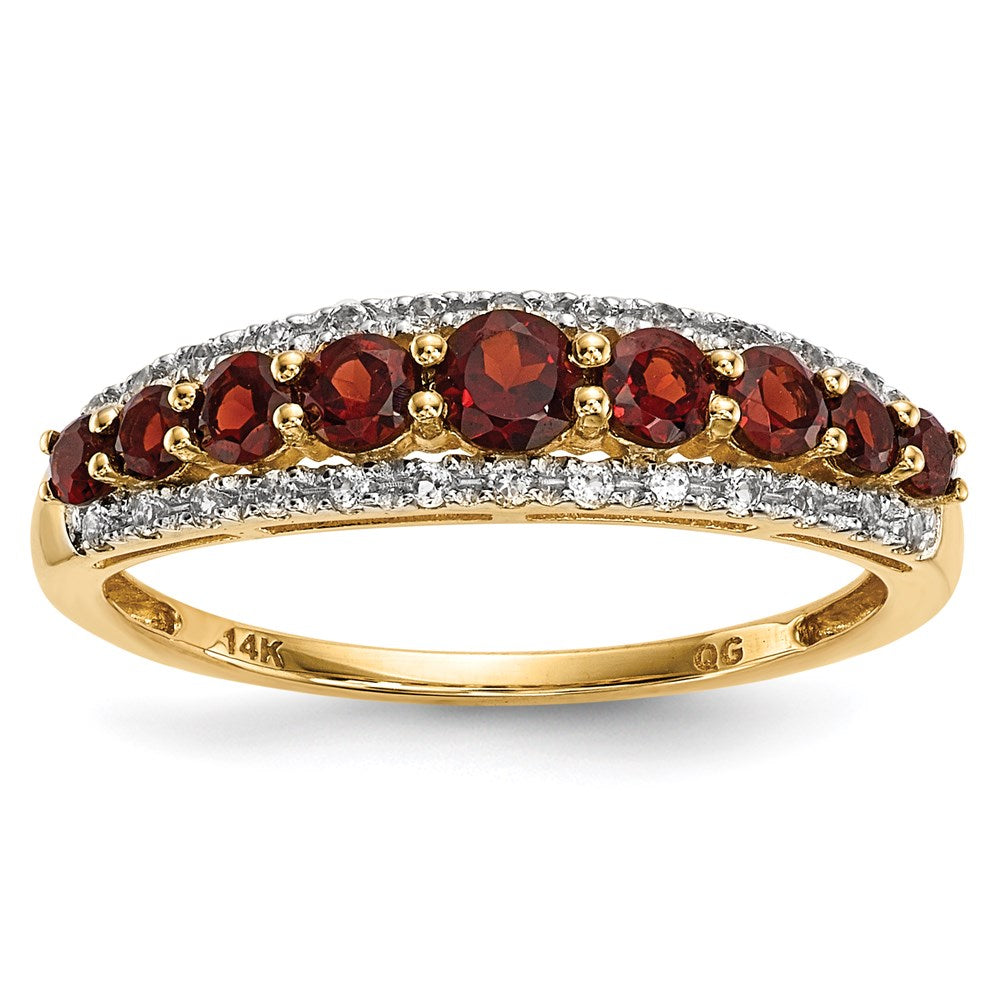 14K Gold w/ Mozambique Garnet & White Topaz Polished Ring