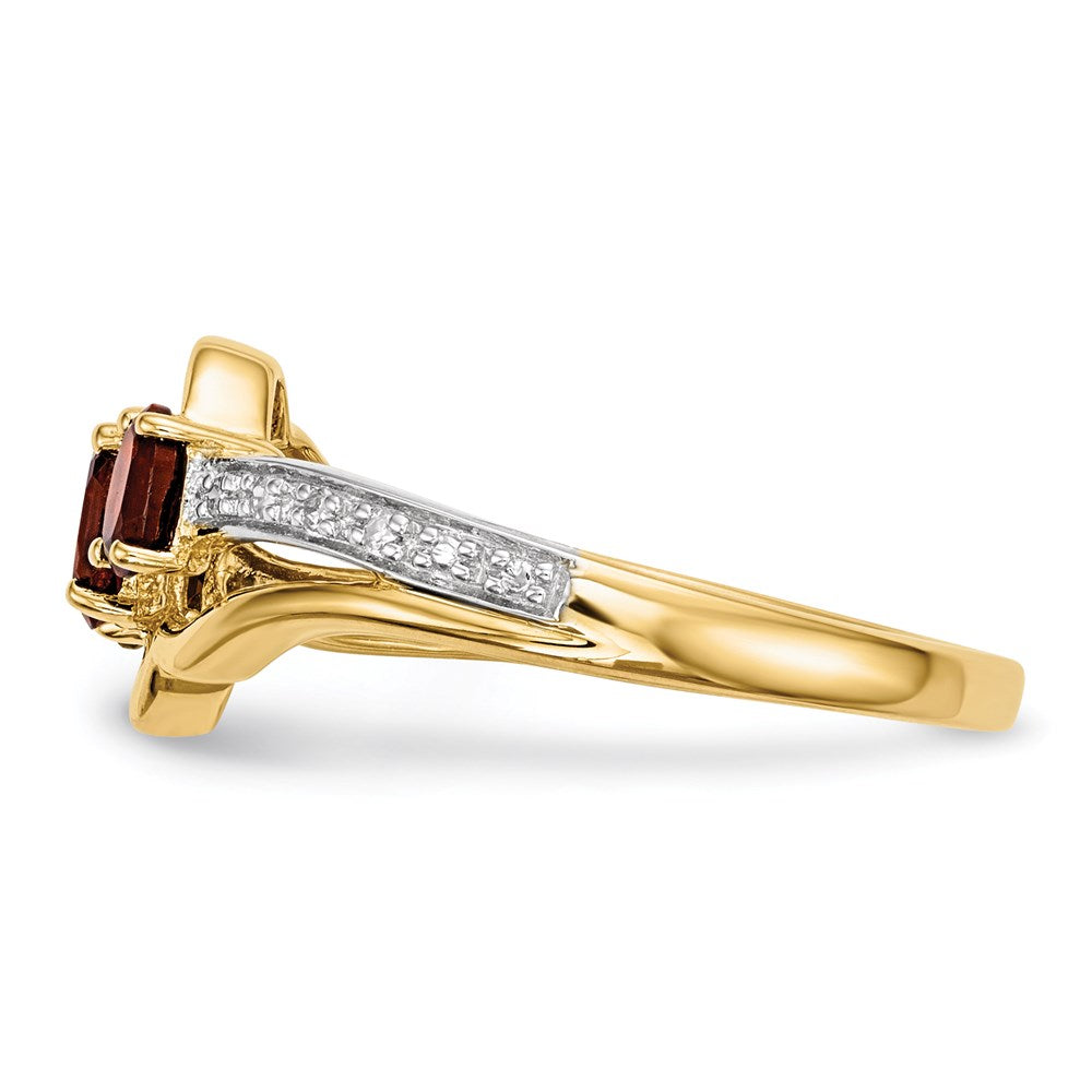 14K Gold w/ Mozambique Garnet & Real Diamond Polished Ring