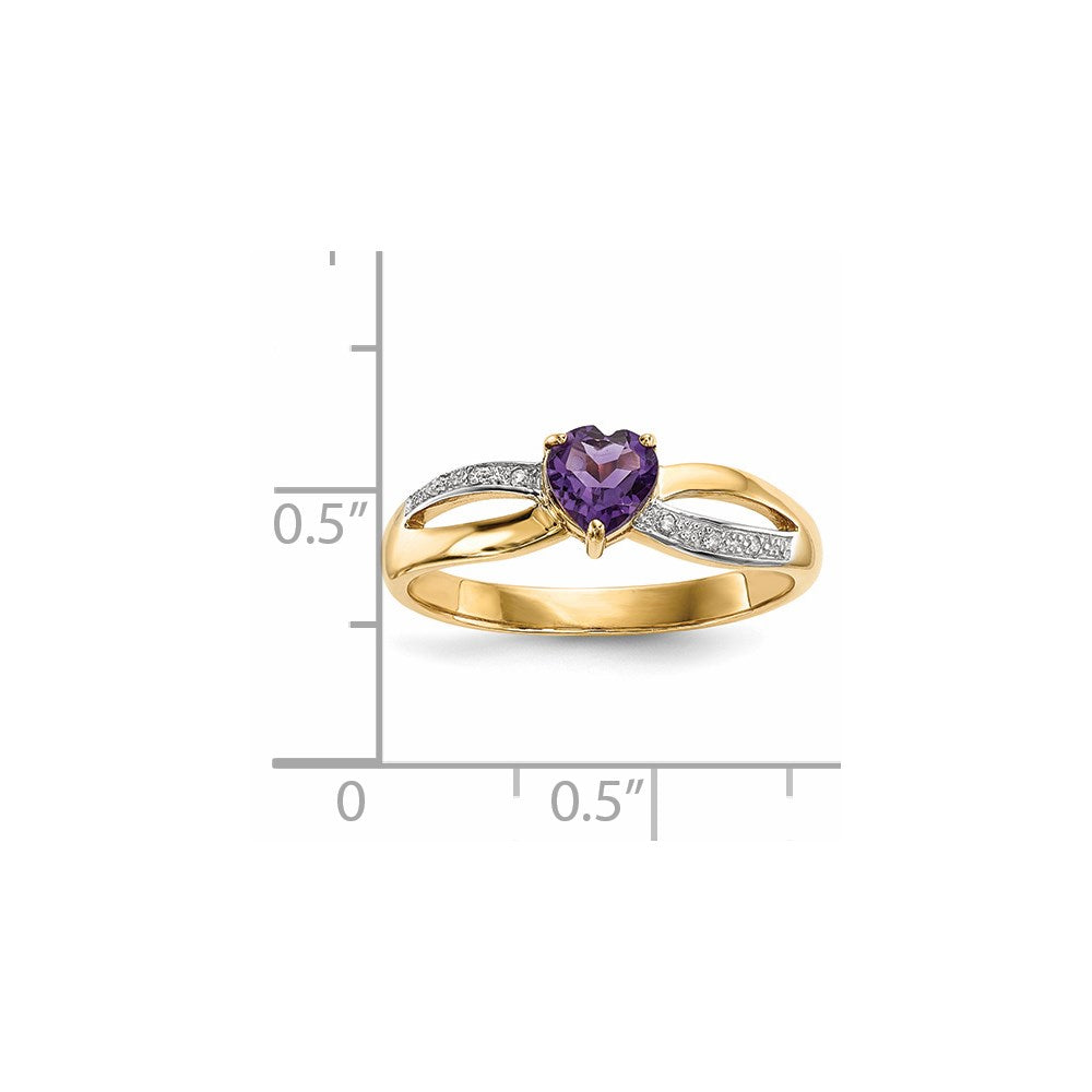 14K Gold w/ Real Diamond & Amethyst Polished Ring