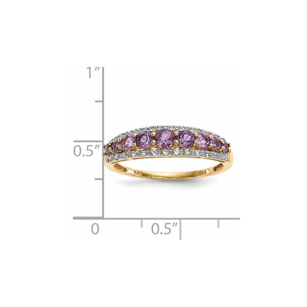 14K Gold w/ Amethyst & White Topaz Polished Ring