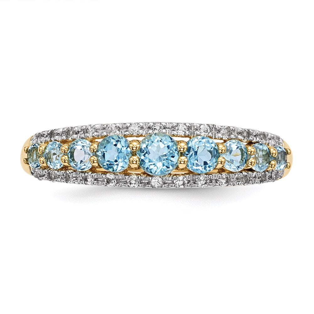 14K Gold w/L. Swiss Blue & White Topaz Polished Ring