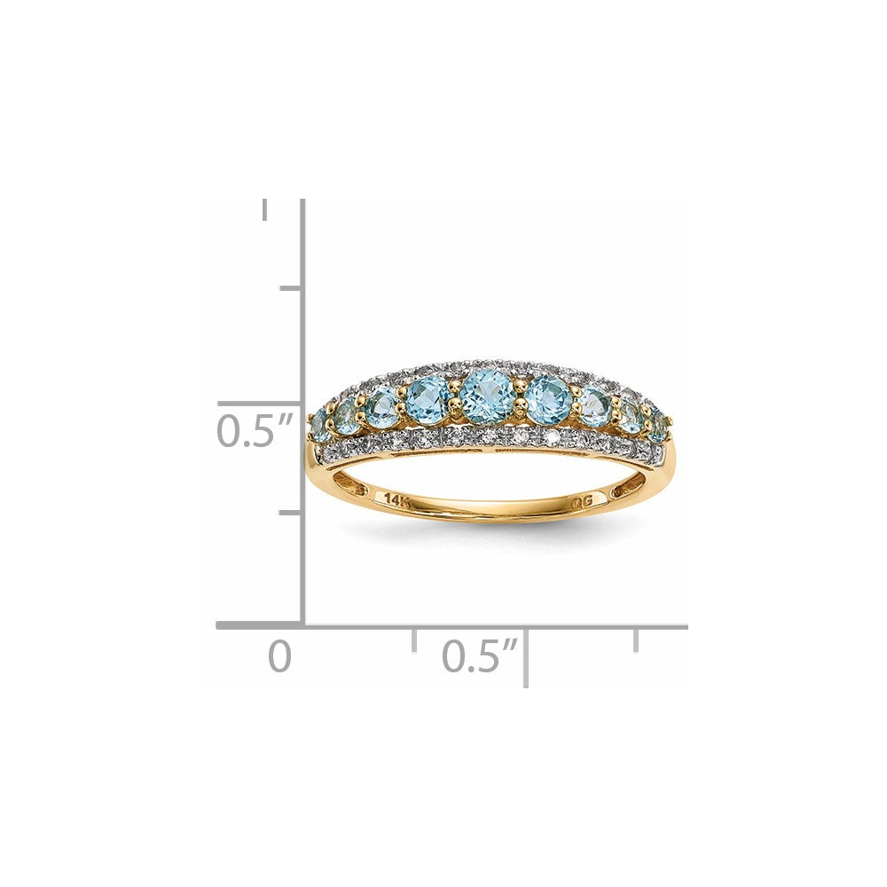 14K Gold w/L. Swiss Blue & White Topaz Polished Ring