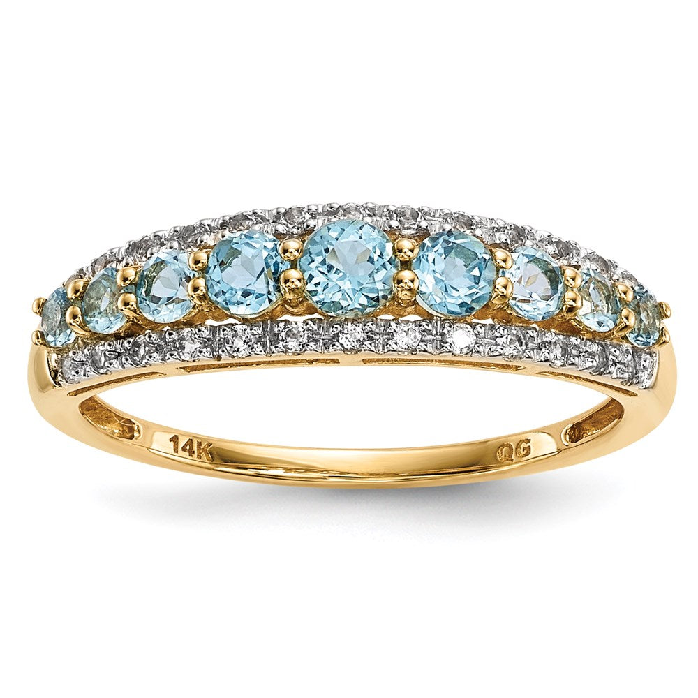 14K Gold w/L. Swiss Blue & White Topaz Polished Ring