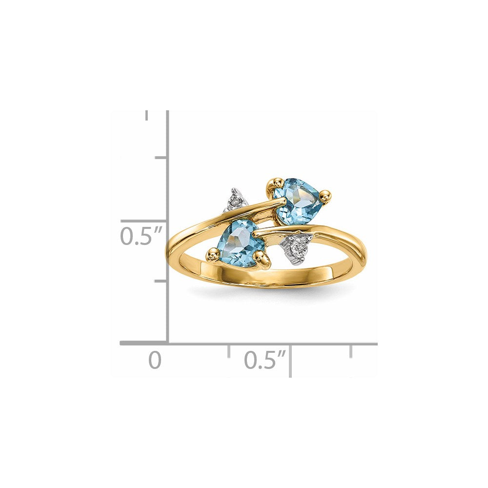 14K Gold w/ Real Diamond & Light Swiss Blue Topaz Ring