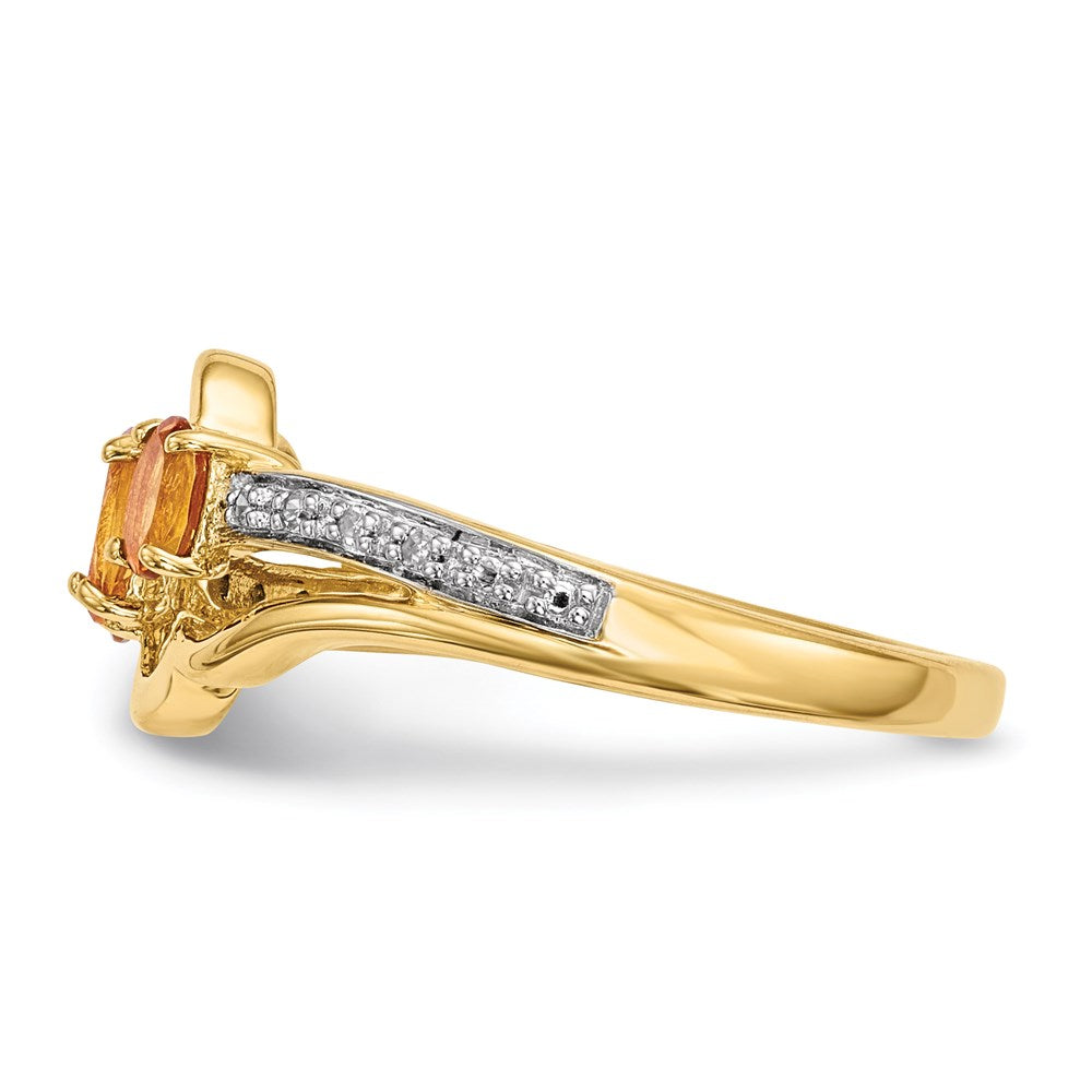 14K Gold w/ Citrine & Real Diamond Polished Ring