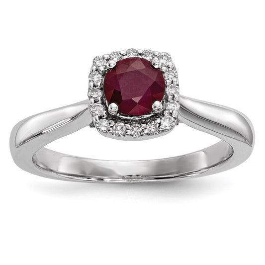 14k White Gold Real Diamond & Ruby Ring