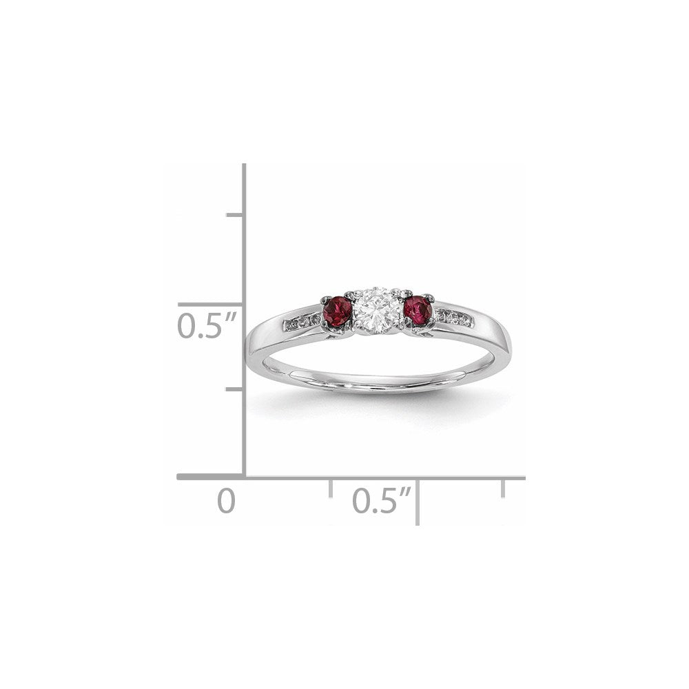 14k White Gold Real Diamond & Ruby Ring