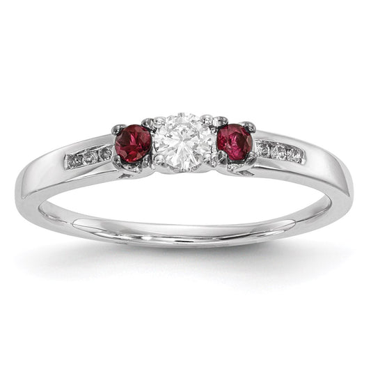 14k White Gold Real Diamond & Ruby Ring