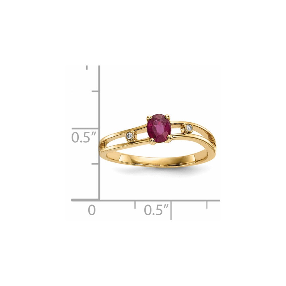 14k Gold w/ Ruby & Real Diamond Ring