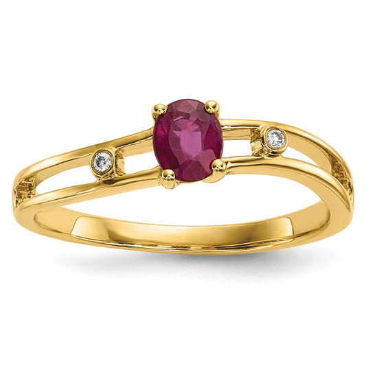 14k Gold w/ Ruby & Real Diamond Ring