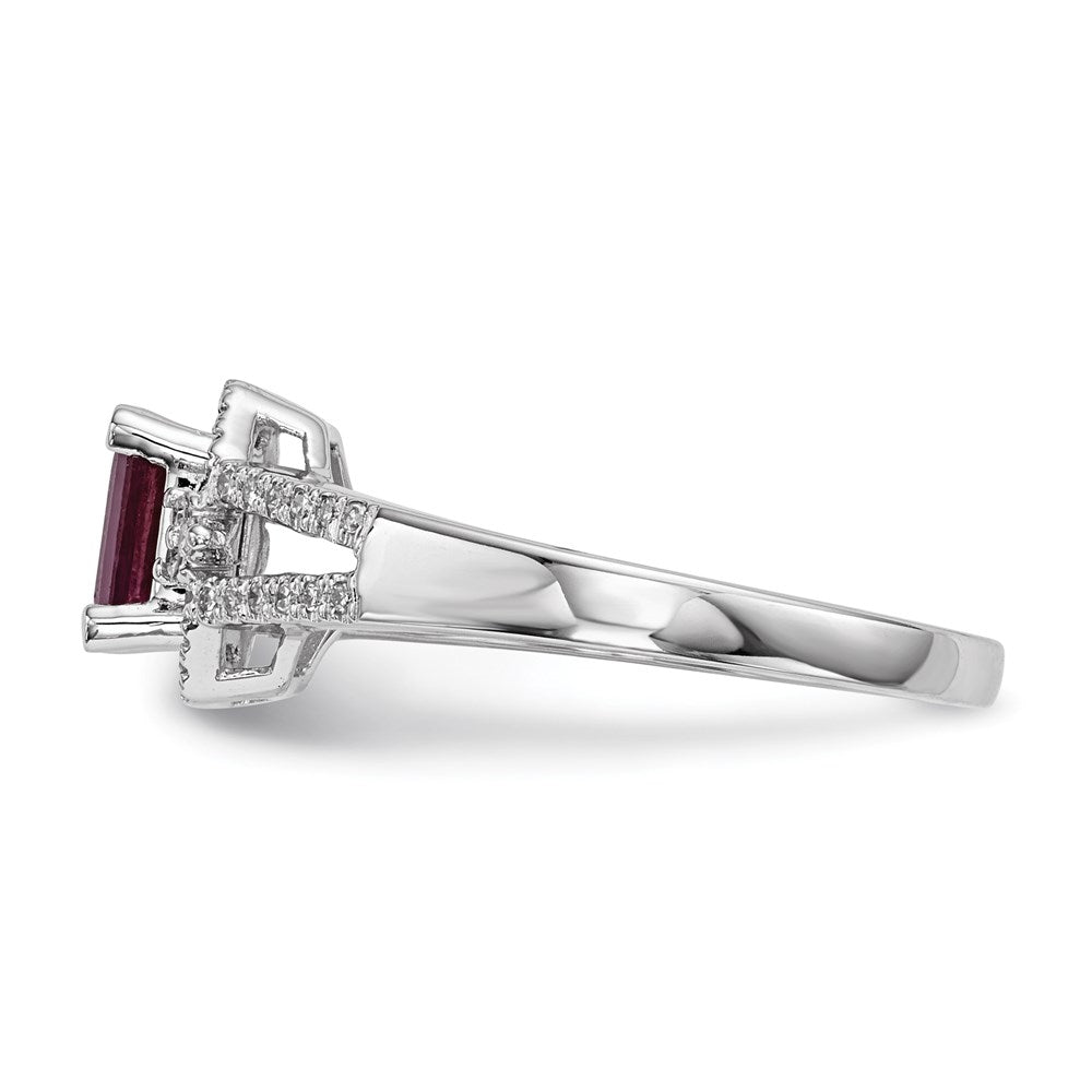 14k White Gold Real Diamond & Ruby Ring