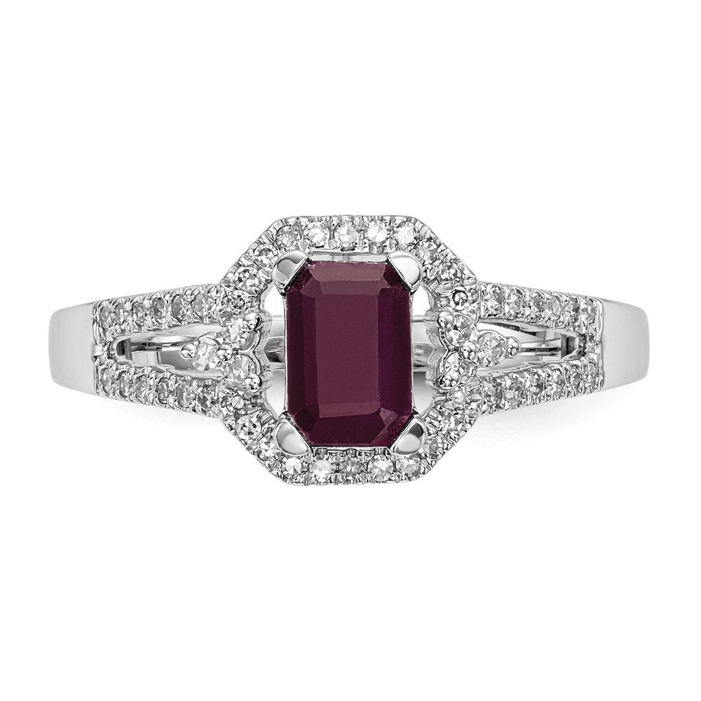 14k White Gold Real Diamond & Ruby Ring