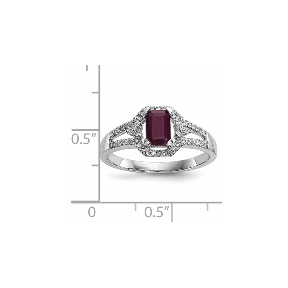 14k White Gold Real Diamond & Ruby Ring