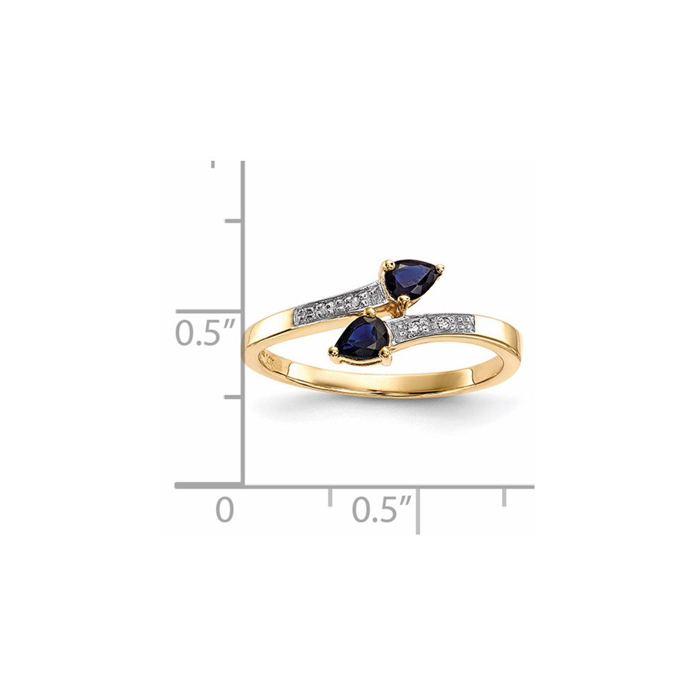 14K Gold w/ Real Diamond & Sapphire Polished Ring