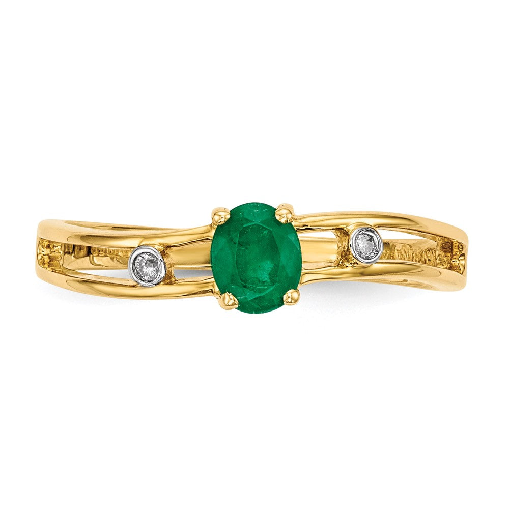 14k Gold w/ Emerald & Real Diamond Ring