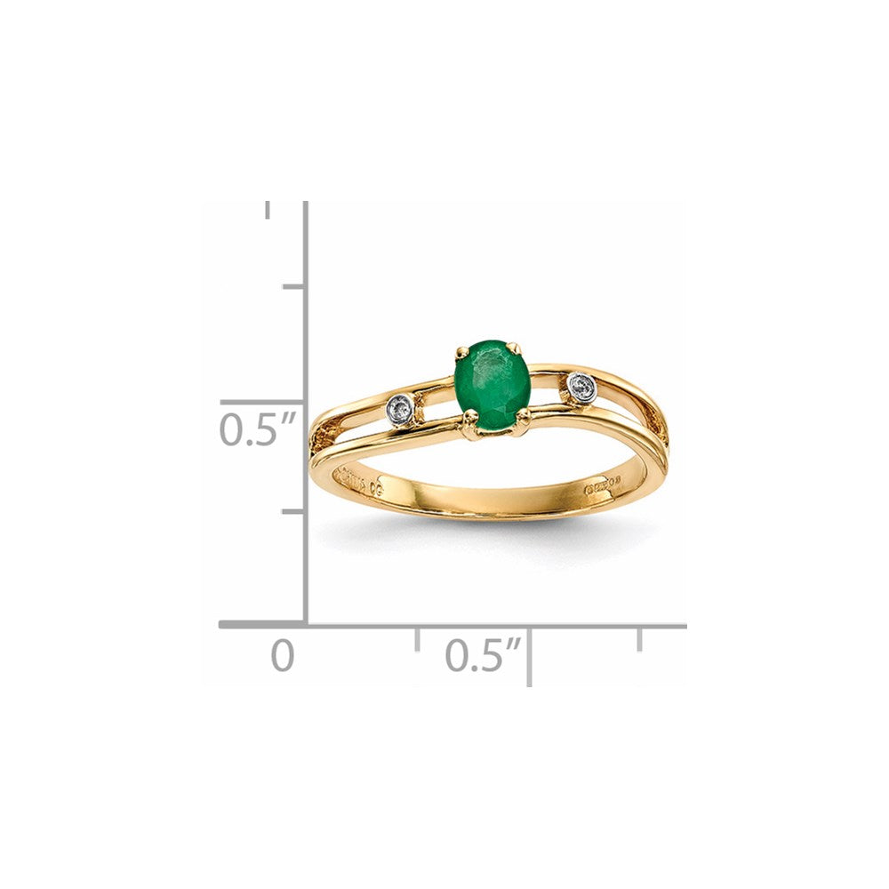 14k Gold w/ Emerald & Real Diamond Ring