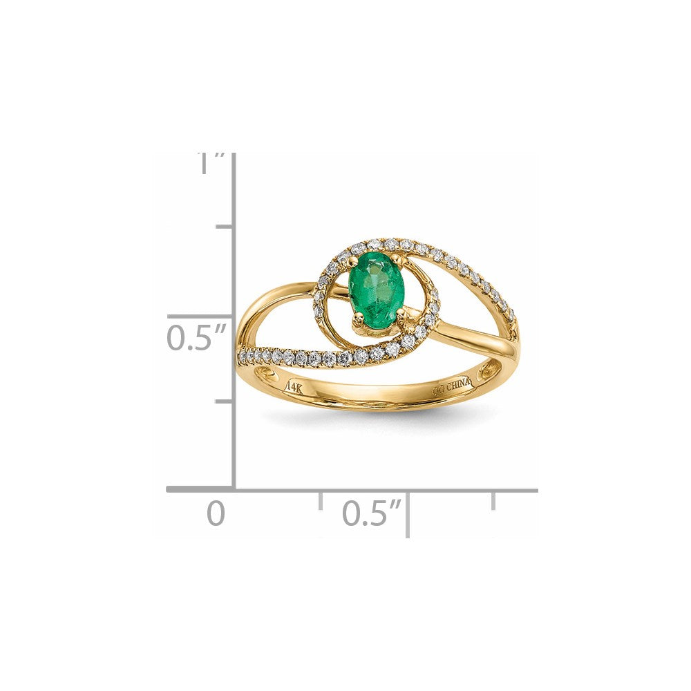 14k Gold w/ Emerald & Real Diamond Ring