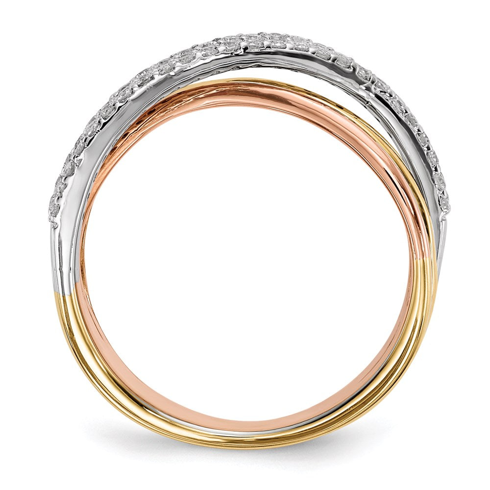 14k White/Yellow/Rose Gold Real Diamond Ring