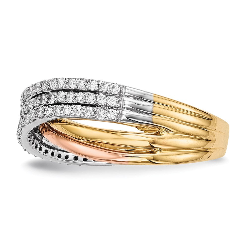 14k White/Yellow/Rose Gold Real Diamond Ring