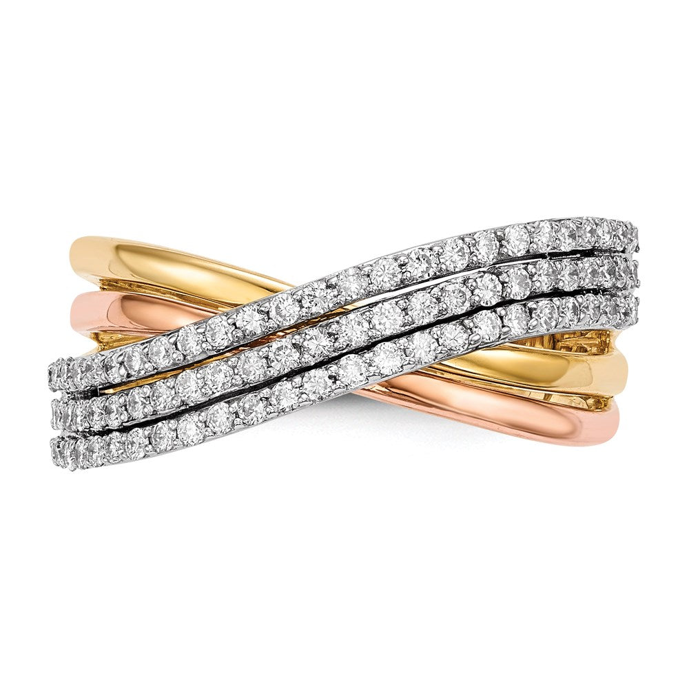 14k White/Yellow/Rose Gold Real Diamond Ring