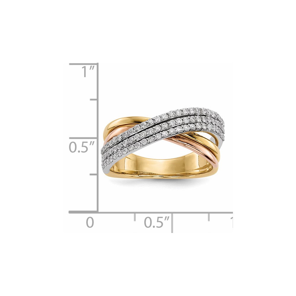 14k White/Yellow/Rose Gold Real Diamond Ring