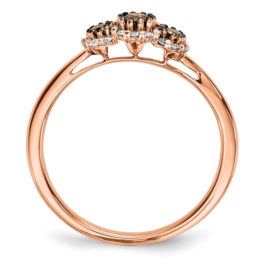 14k Rose Gold White/Champagne Real Diamond Ring