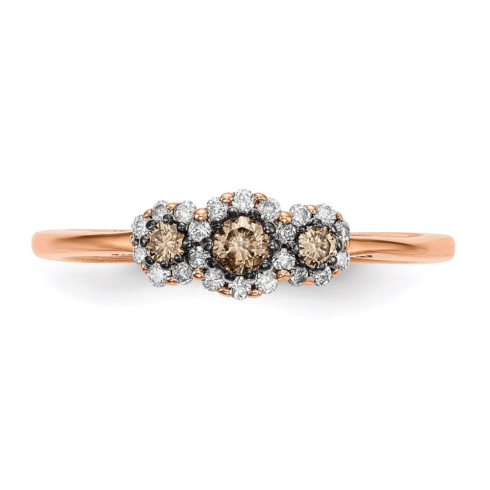 14k Rose Gold White/Champagne Real Diamond Ring