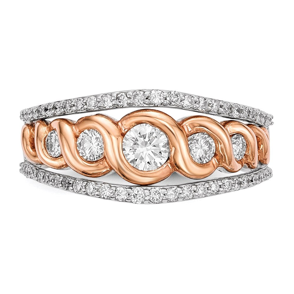 14k White/Rose Gold Real Diamond Ring