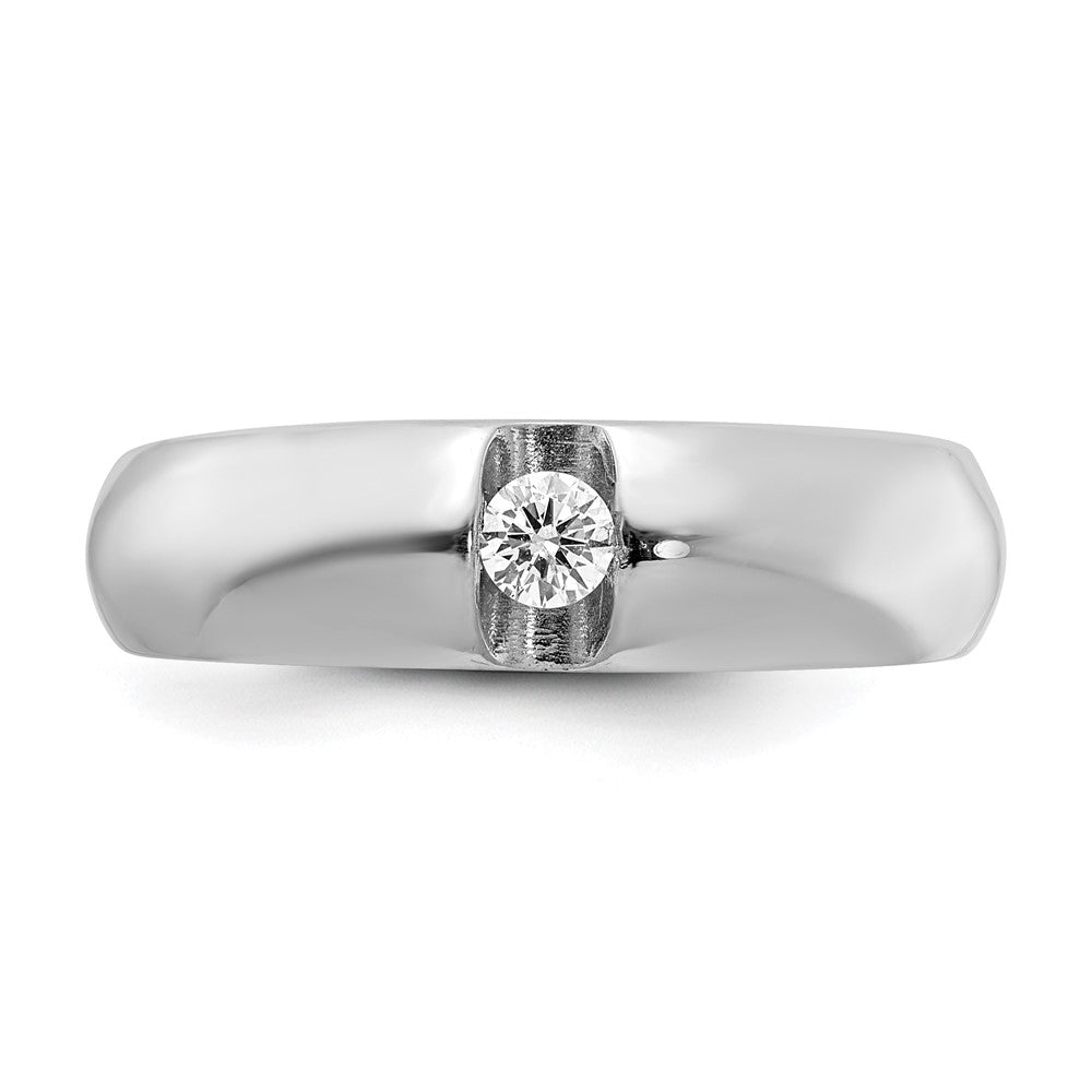 14k White Gold AA Real Diamond Men's Band