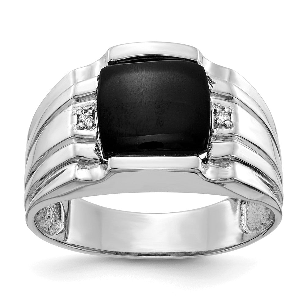 14k White Gold AAA Real Diamond men's ring