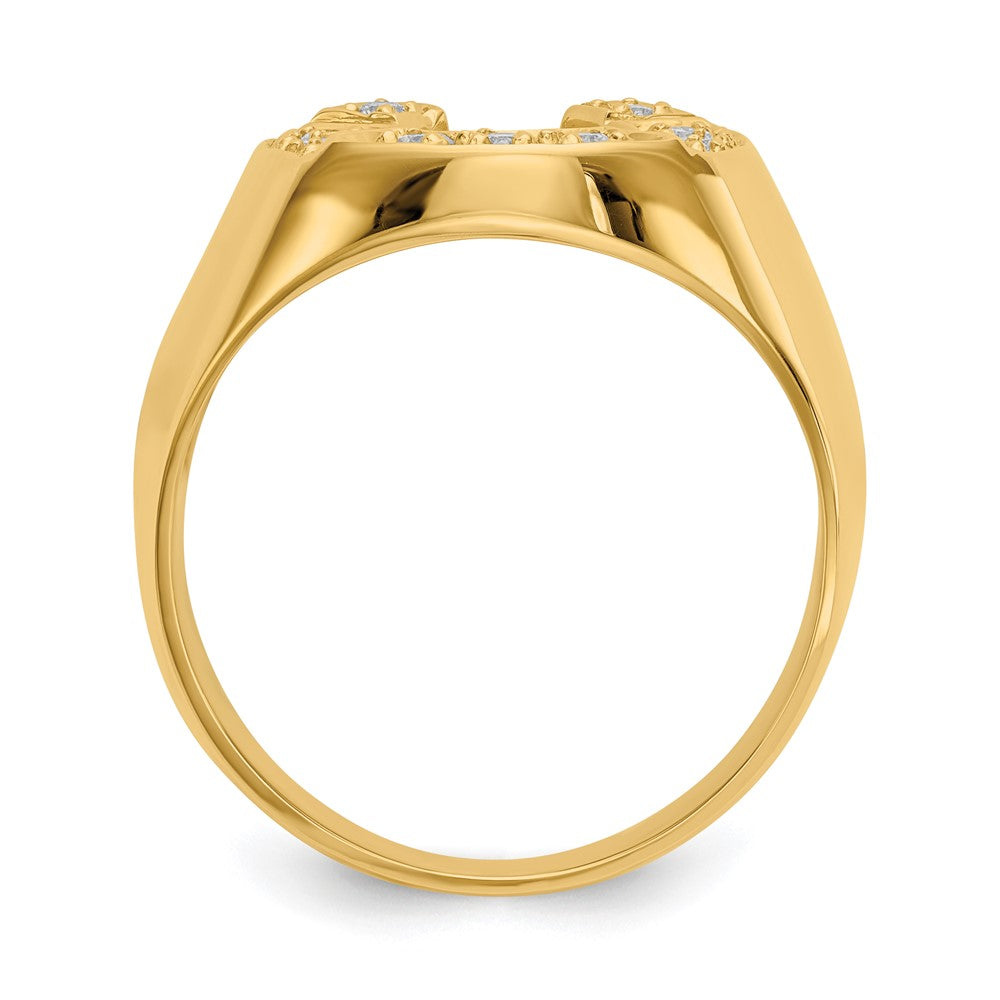 14K Yellow Gold AAA Real Diamond men's ring