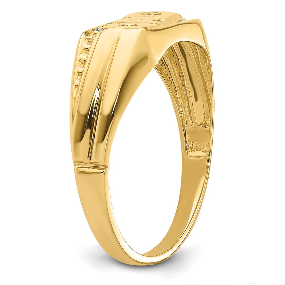 14k Yellow Gold AAA Diamond mens ring