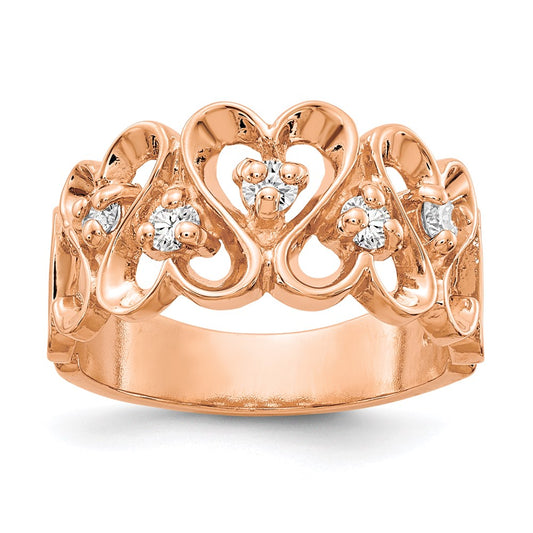 14k Rose Gold A Real Diamond heart ring